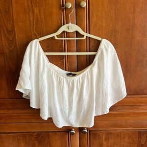Zara linen off shoulder crop top